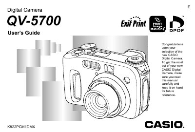 Casio QV-5700 Digital Camera User's Guide - cover page