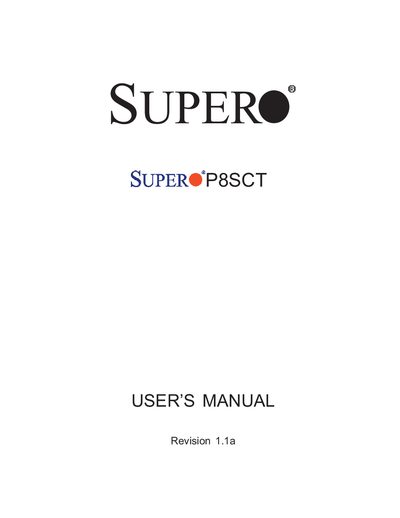 Supermicro P8SCT User Manual - cover page