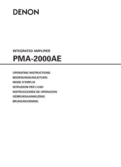 Denon PMA-2000AE Integrated Amplifier Operating Instructions - cover page