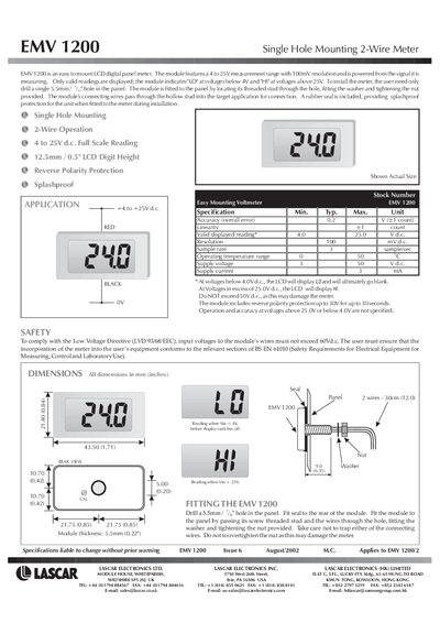 Lascar EMV 1200 Digital Panel Meter User Manual - cover page