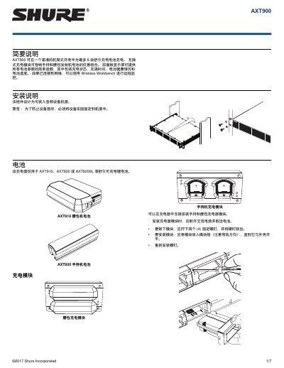Shure AXT900 Battery Charger User Manual - cover page