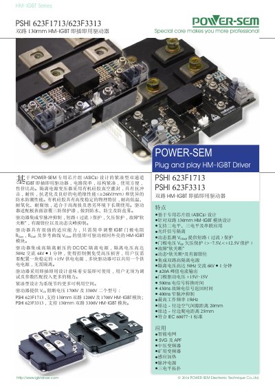 POWER-SEM PSHI 623F HM-IGBT Plug and Play Driver Datasheet - cover page