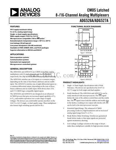 Analog Devices ADG527A Datasheet - cover page