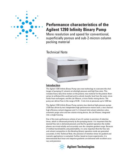 Agilent 1290 Infinity Binary Pump Performance Characteristics Technical Note - cover page