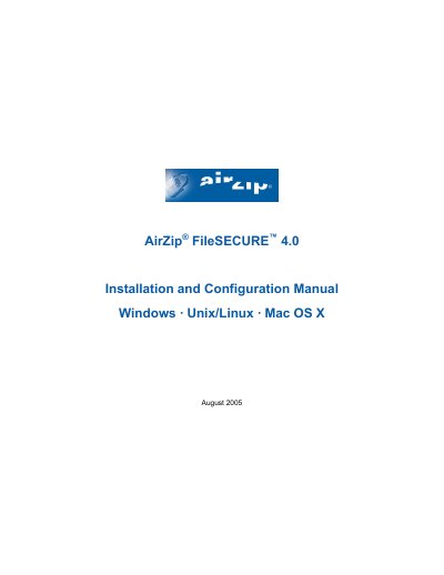 AirZip FileSECURE Server 4.0 Installation and Configuration Manual