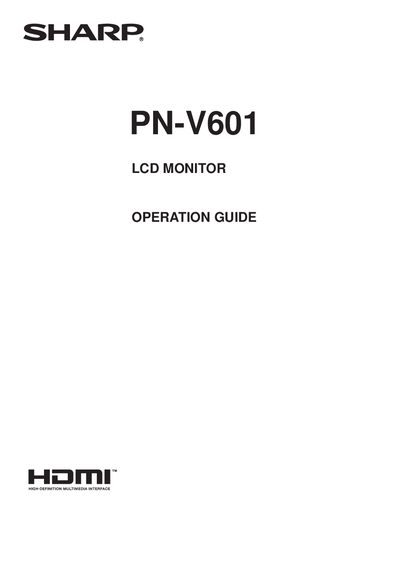 Sharp PN-V601 LCD Monitor Operation Guide
