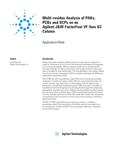 Agilent J&amp;W FactorFour VF-5ms GC Column Application Note