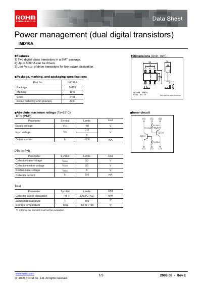 ROHM IMD16A Datasheet - cover page