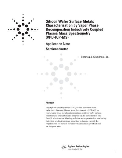 Agilent 4500 ICP-MS Silicon Wafer Surface Metals Characterization Application Note