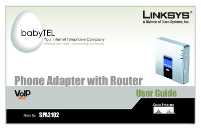 Linksys SPA2102 Phone Adapter with Router User Guide - cover page