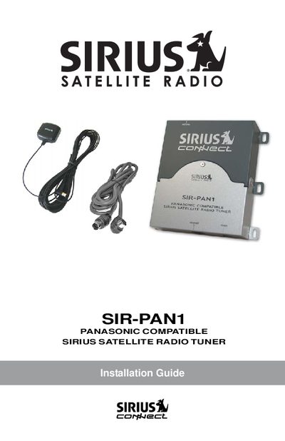 SIRIUS SIR-PAN1 Satellite Radio Tuner Installation Guide - cover page