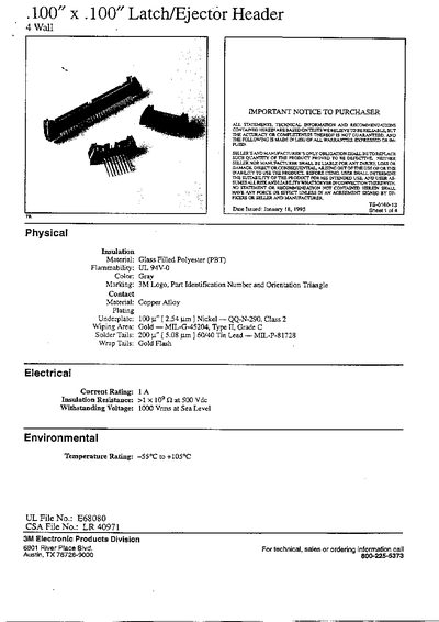 3M 100 x 100 Latch/Ejector Header Product Leaflet - cover page