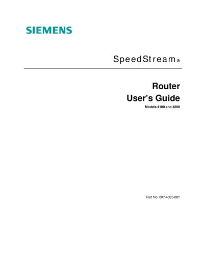 Siemens SpeedStream 4100/4200 Router User Guide - cover page