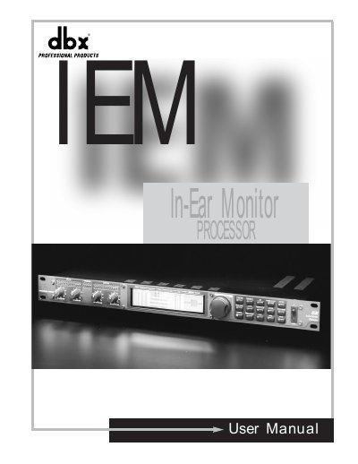 dbx IEM In-Ear Monitor Processor User Manual - cover page