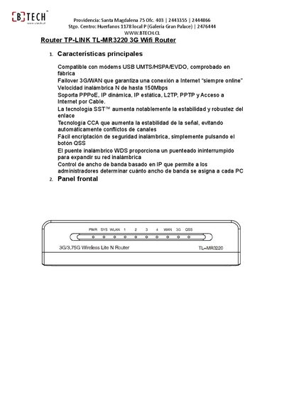 TP-Link TL-MR3220 3G Wi-Fi Router User Manual - cover page