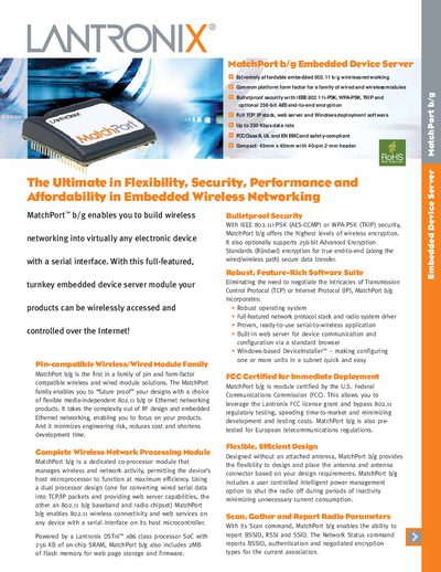 Lantronix MatchPort b/g Product Leaflet - cover page