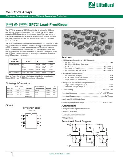 LITTELFUSE - SP721Lead-Free/Green Data Sheet - cover page