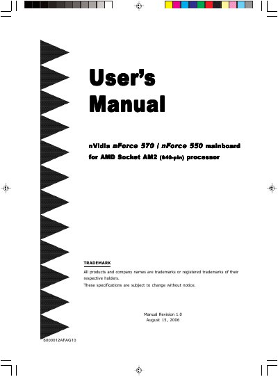 nVidia nForce 570 nForce 550 mainboard for AMD Socket AM2 (940-pin) processor User's Manual - cover page