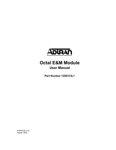 ADTRAN Octal E&M Module 1200313L1 User Manual - cover page