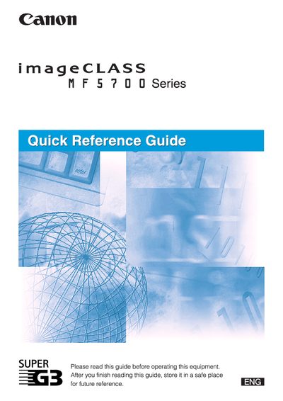 Canon MF5700 Quick Reference Guide - cover page