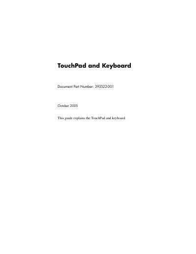 HP TouchPad and Keyboard 393522-001 User Manual - cover page
