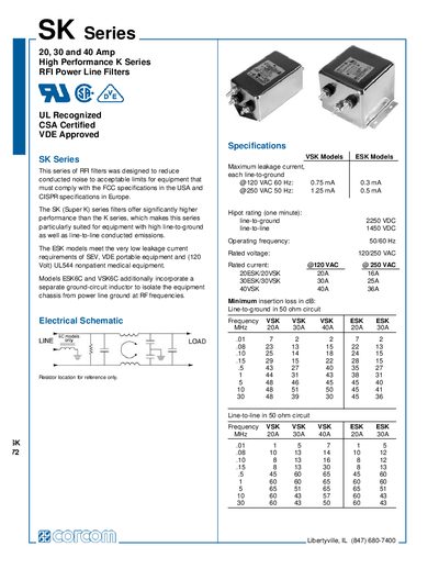 CORCOM SK SERIES Datasheet - cover page