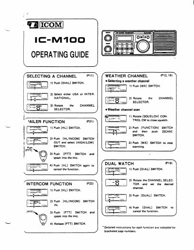 ICOM IC-M100 VHF Marine Transceiver Operating Guide - cover page