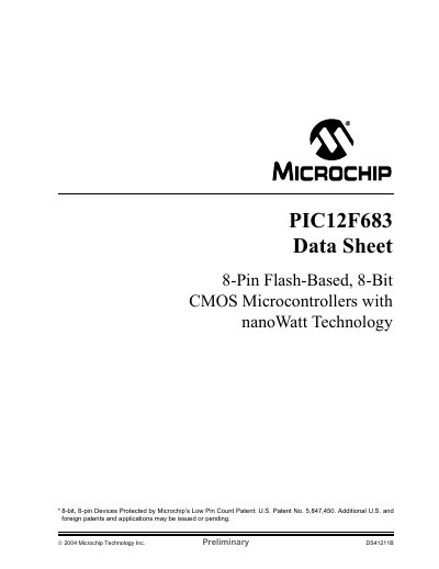 Microchip PIC12F683 Datasheet - cover page