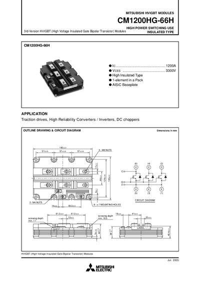 Mitsubishi CM1200HG-66H Datasheet - cover page