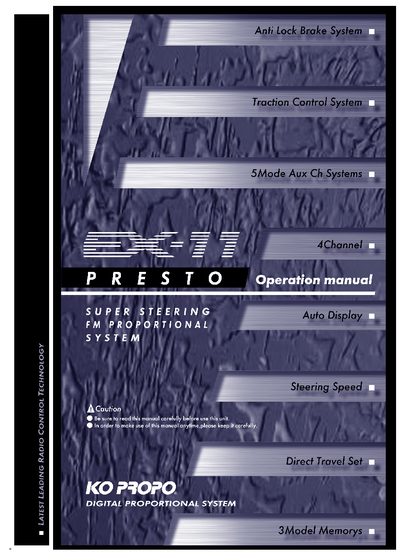 KONDO EX-11 Presto KT-497FH and KR-297FZ User Manual - cover page
