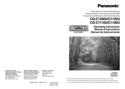 Panasonic CQ-C1200U/C1120U CQ-C1110U/C1100U Manual