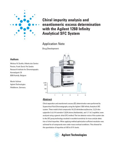 Agilent 1260 Infinity Analytical SFC System Chiral Impurity Analysis Application Note - cover page