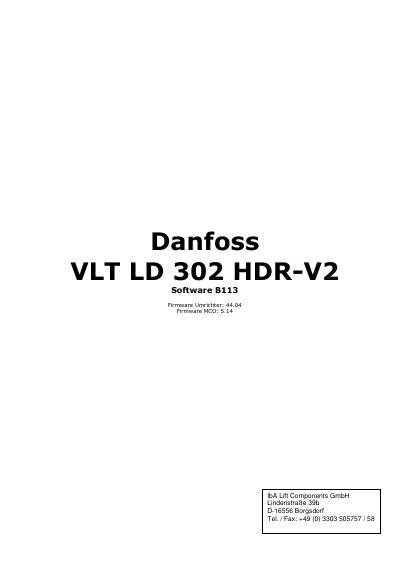 Danfoss VLT LD 302 H DR-V2 Software B113 Firmware User Manual - cover page