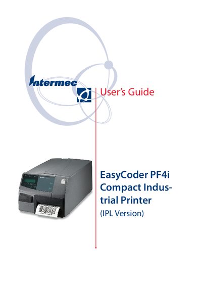 Intermec PF4i Compact Industrial Printer User Guide - cover page