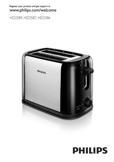 Philips HD2589/HD2587/HD2586 Toaster User Manual - cover page