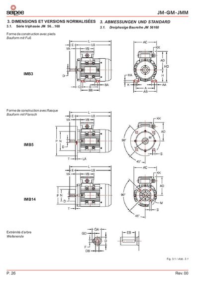 SBIDGE JM 56...160 Three-Phase Motor Dimensions Datasheet - cover page