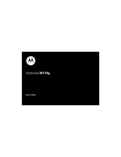 Motorola W175g User Manual - cover page