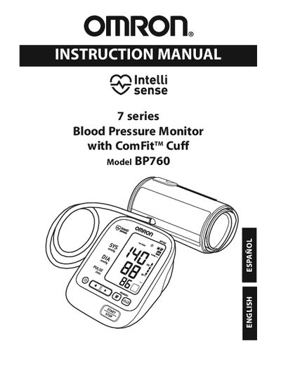 Omron BP760 7 Series Blood Pressure Monitor with ComFit Cuff Instruction Manual