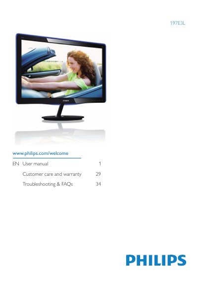 Philips 197E3L Monitor User Manual - cover page