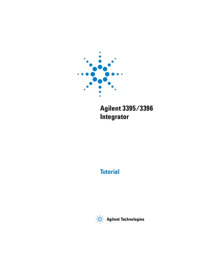 Agilent 3395/3396 Integrator User Manual - cover page