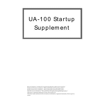 Roland UA-100 Audio Canvas Controller User Manual - cover page
