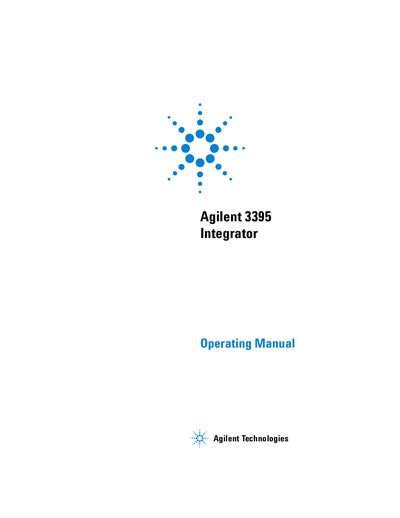 Agilent 3395 Integrator Operating Manual - cover page