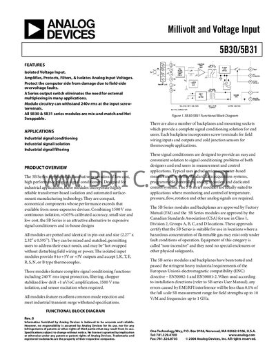 Analog Devices 5B30/5B31 User Manual - cover page