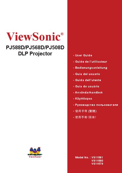 ViewSonic PJ588D / PJ568D / PJ508D DLP Projector User Manual