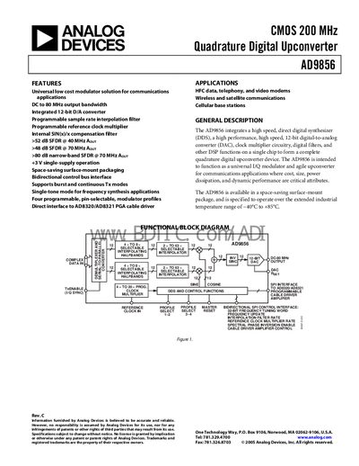 Analog Devices AD9856 Datasheet - cover page