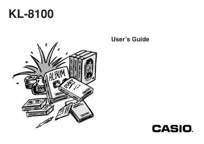 Casio KL-8100 Label Printer User's Guide - cover page