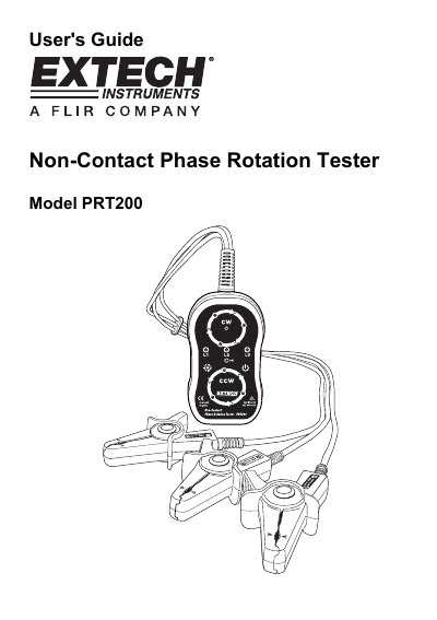Extech PRT200 Non-Contact Phase Rotation Tester User's Guide