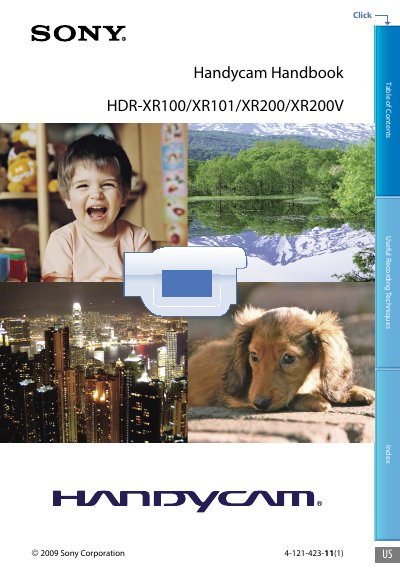 Sony HDR-XR100/ XR101/ XR200/ XR200V Handycam Handbook