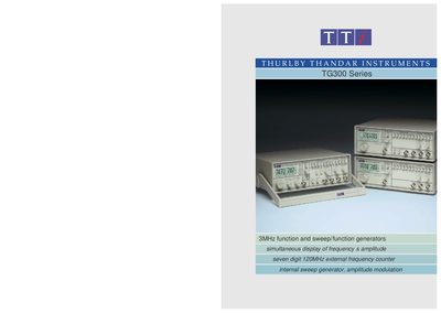 Thurlby Thandar Instruments TG300 Series Function Generator Product Leaflet - cover page
