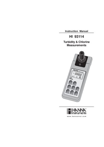 Hanna Instruments HI 93114 Turbidity and Chlorine Measurement Instruction Manual - cover page